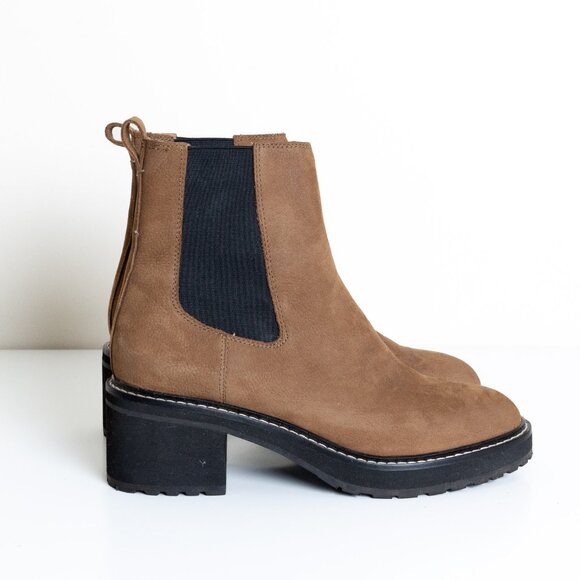 Madewell The Carina Platform Chelsea Boot Leather Brown Burled Wood - Picture 2 of 13